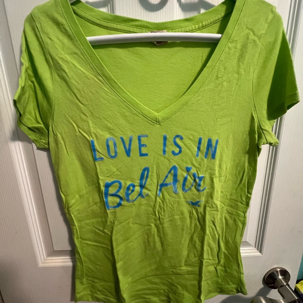 Love is in Bel Air Hollister green shirt